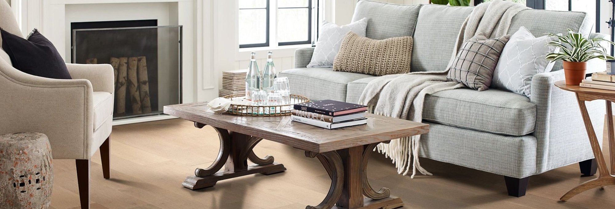 living room with hardwood flooring from The Furniture Store in the Brighton, MI area